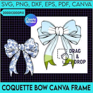 Coquette Bow Canva Frame, Canva Frames PNG, Ribbon Bow Canva Frames, Design Your Own Ribbon Bow, Template Canva, Drag and Drop