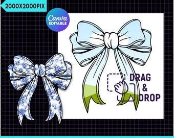 Coquette Bow Canva Frame, Canva Frames PNG, Ribbon Bow Canva Frames, Design Your Own Ribbon Bow, Template Canva, Drag and Drop