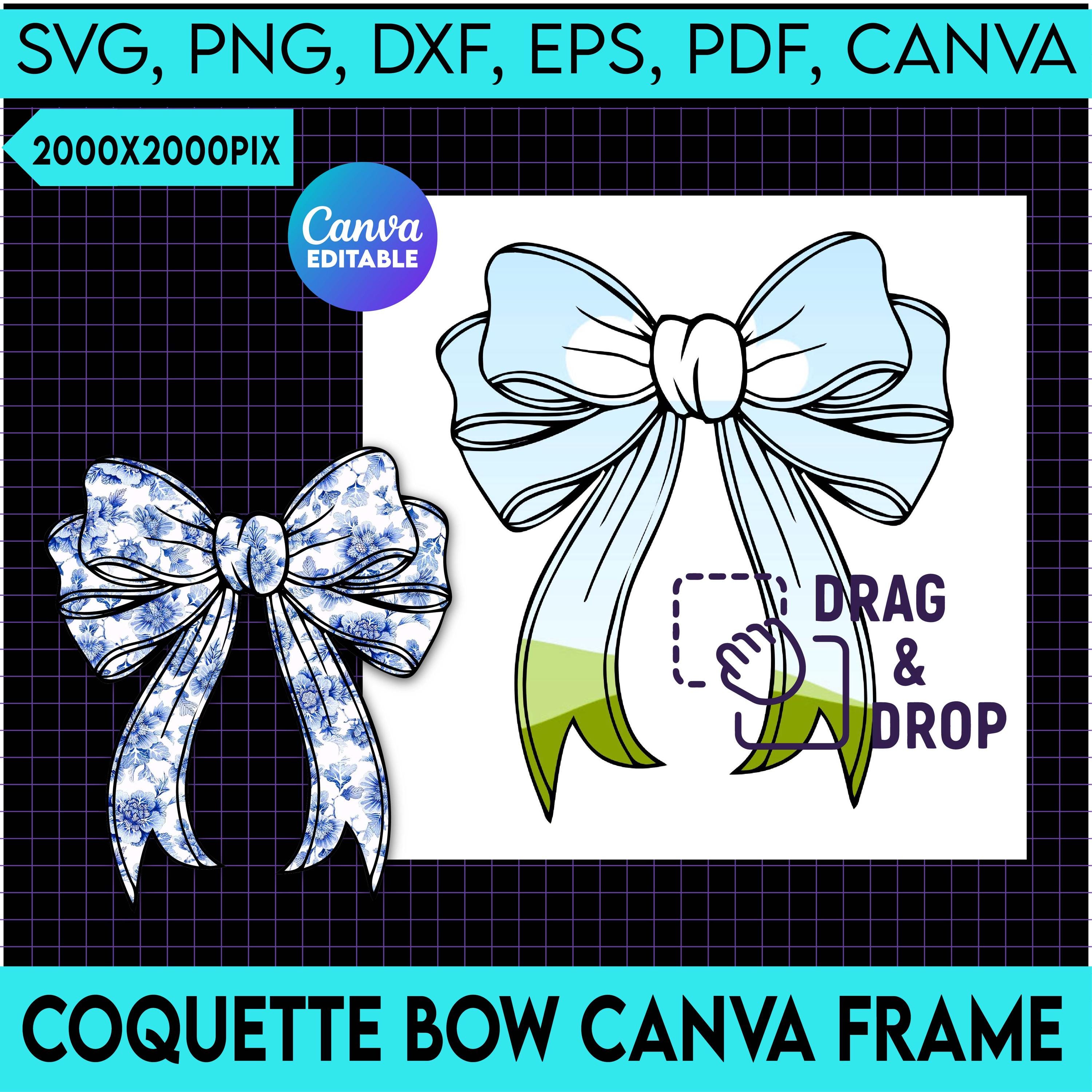 Coquette Bow Canva Frame, Canva Frames PNG, Ribbon Bow Canva Frames ...