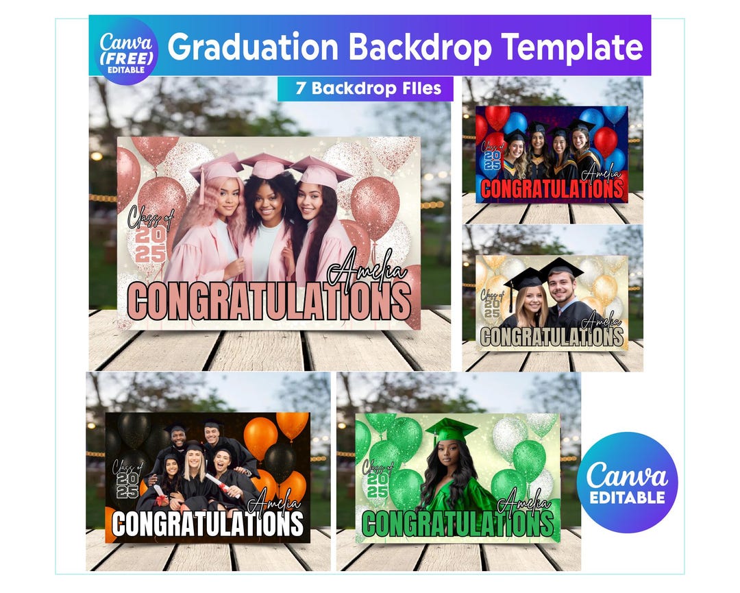 Graduation Backdrop Canva Editable Template Bundle, Class of 2026 ...