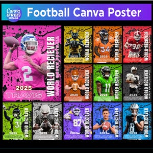 Football Poster Canva Template, Football Banner and Portrait Design, Senior Sports Poster, Digital Backdrop, Senior Memory Mate