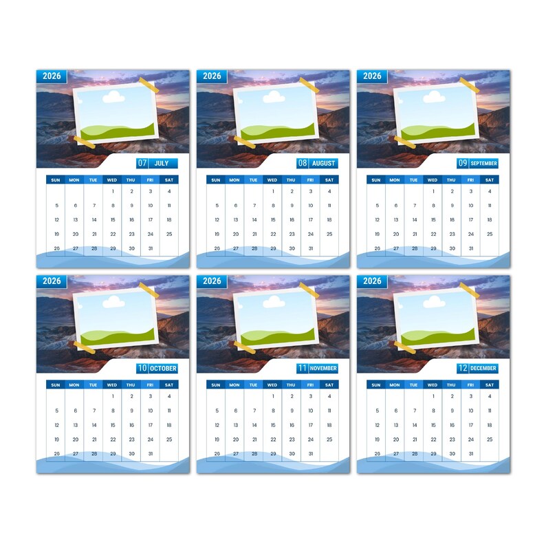 Editable Canva Photo Calendar for 2026, Canva Editable 2026, Unique 12 ...