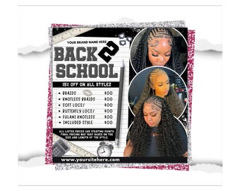 Back To School Bookings Flyer, Back To School Sale Flyer, Back To School Flyer, Back To School Hair Flyer, Back 2 School Flyer, DIY Canva