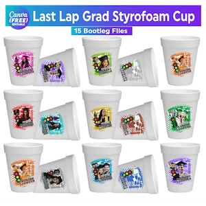 Styrofoam Cup Template Bundle, Graduation Cup Stickers Template, Graduation Party Cup Template, Customizable Styrofoam Cup Design