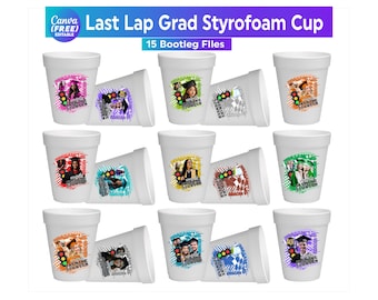 Styrofoam Cup Template Bundle, Graduation Cup Stickers Template, Graduation Party Cup Template, Customizable Styrofoam Cup Design