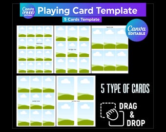 Custom Photo Card Frame, DIY Playing Card Maker, Editable Blank Playing Card Canva Template, Personalized Sublimation Card Design