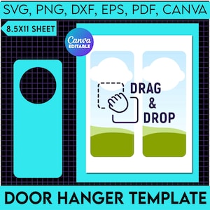 Door Hanger Template, Door Hanger Svg, Door Knob Hanger, Doorknob Hanging Sign, Sublimation Template, Cut File, Printable, Canva Editable