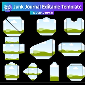 Canva Junk Journal Template, Canva Editable Template, Junk Journal Frames, Custom Junk Journal Tags, Digital Papered Junk Journal template