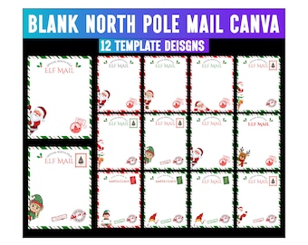 Lot de 12 courriers vierges du pôle Nord, papeterie de Noël, imprimable elfe, courrier du père Noël, courrier vierge des elfes, lettre du père Noël, papeterie du père Noël