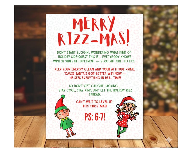 Elf Rizzmas Letter Canva, Six Seven Trending Meme, Elf Activities ...