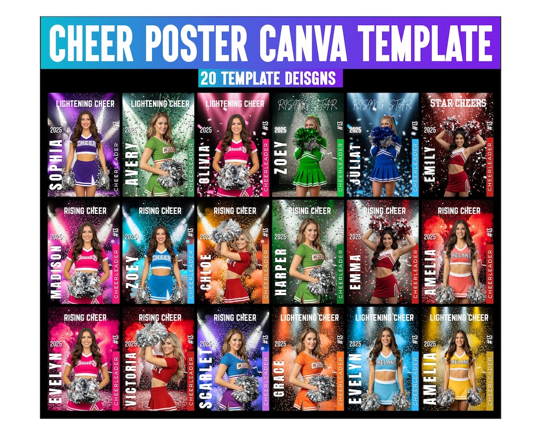 20 Cheerleader Poster Canva Template, Canva Editable Cheerleading ...
