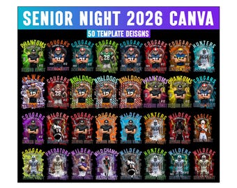 Senior Night  Canva Editable Template, Game Sports Rap Tee Senior Night Template, Football Shirt Canva, Football Design, Photo Collage