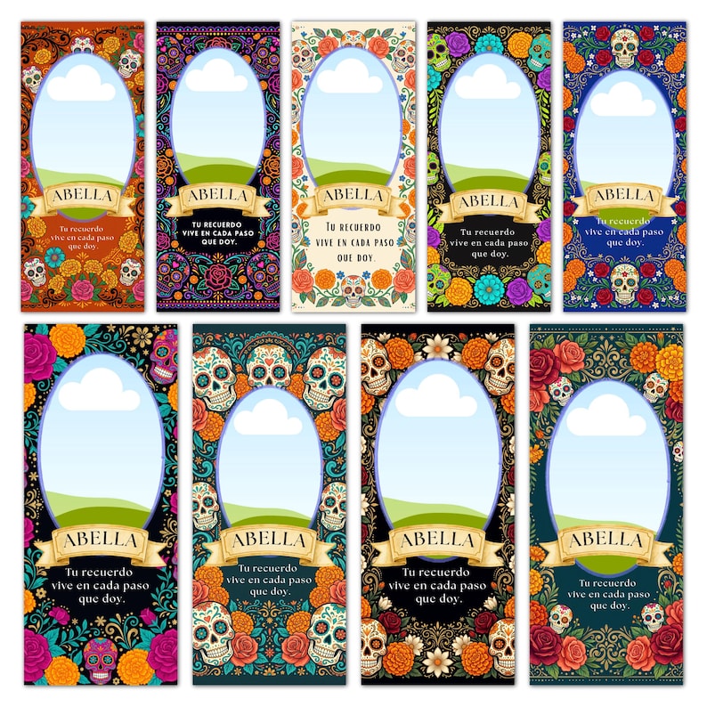 Candle Wrapper Label Dia De Los Muertos Candle Canva Template, Day of the Dead Candle, Tall ...