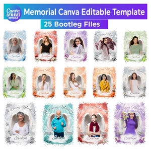 In Loving Memory Editable Canva Template Bundle, Memorial Backgrounds Template, EDITABLE Templates, Edit yourself, Memorial PNG template
