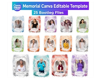 In Loving Memory Editable Canva Template Bundle, Memorial Backgrounds Template, EDITABLE Templates, Edit yourself, Memorial PNG template