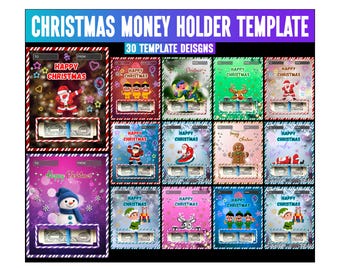 30 plantillas para portamonedas navideños, diseños de tarjetas navideñas, portamonedas navideño, portamonedas para regalo de Navidad