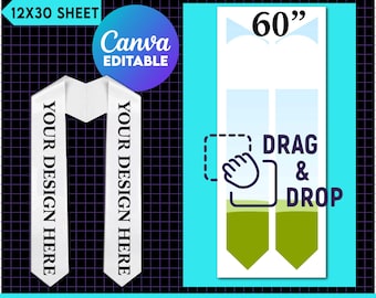 60" Stole Template, Graduation Stole Template, Stole Template SVG, Graduation Stole, Graduation template, Grad stole template
