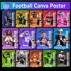 15 Football Poster Canva Template, Senior Memory Mate, Football Banner and Portrait Design, Senior Sports Poster, Digital Backdrop