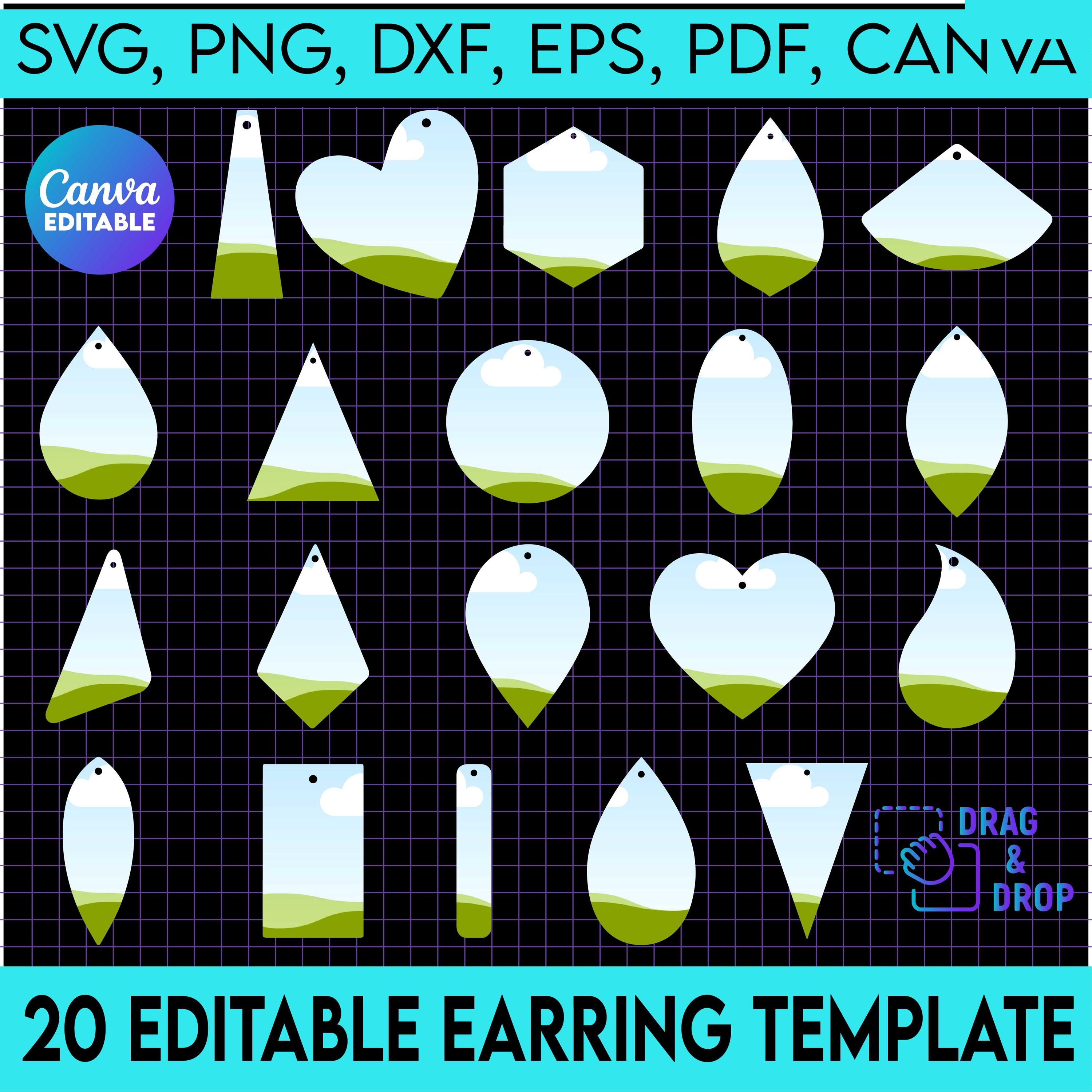 Earring Template Svg Bundle, Canva Earring Templates, Editable Earring Template, Canva Template, Fill Your Own Drag and Drop Templates