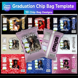 Graduation Chip Bag Canva Template, Graduation party favor, class of 2025, Chip Bag Template, Congrats Template, Party Favor, Grad Party