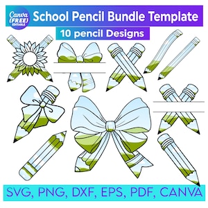 School Pencil  Canva Editable frame, Pencil Monogram, Canva Frames, Drag and Drop, Back to School, Pencil Bow png, Pencil Coquette Bow png