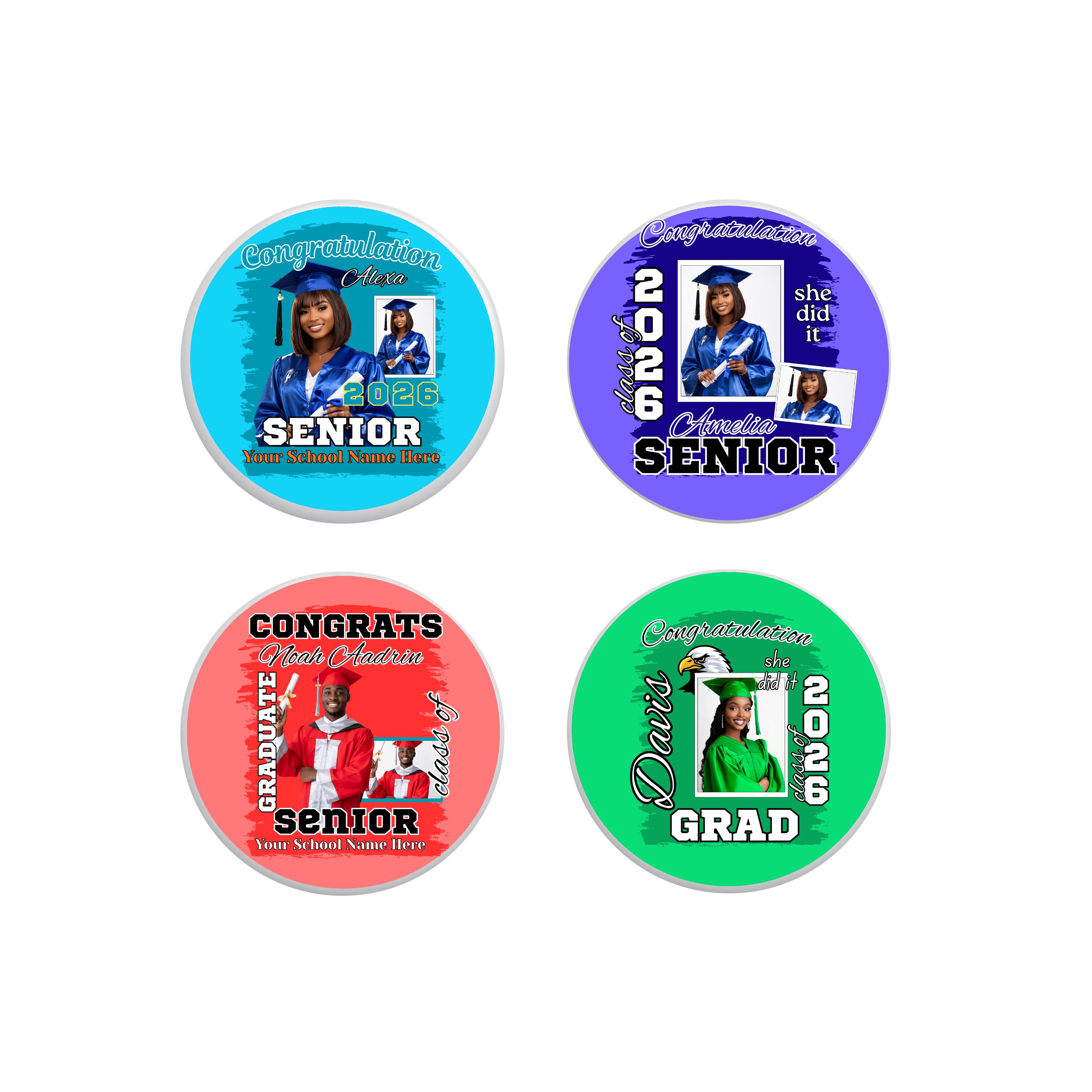 Grad Button Template 15 Graduation Pin Button Template, Canva Editable Congrats Grad Class ...