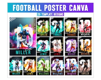 Football Poster Canva Editable Template, Football Game day Design, Sports Photography Templates, Senior Night Banners, Sports Poster File
