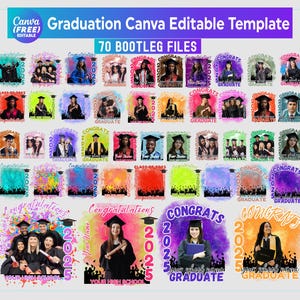 70 2025 Graduation canva template, Canva Grad tshirt template, Class of 2025 Graduation T Shirt, Grad tshirt template, Grad Bootleg Canva
