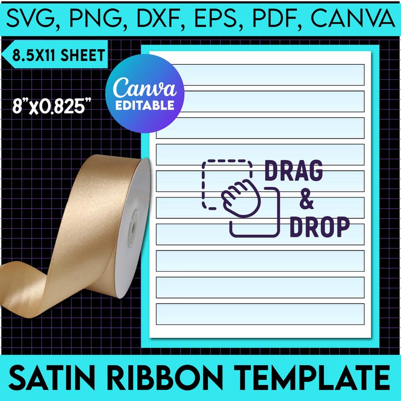 Side Ribbon Pdf Satin Ribbon Template, Sublimation Ribbon, Ribbon Template, Canva ...