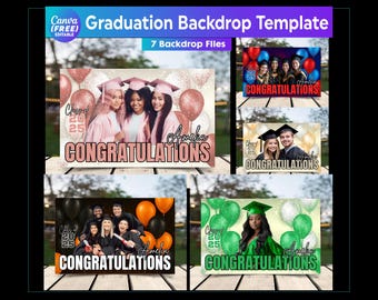 Graduation Backdrop Canva Editable Template Bundle, Class of 2026 Backdrop, Grad Backdrop, Grad Party Decor, Editable Graduate Backdrops
