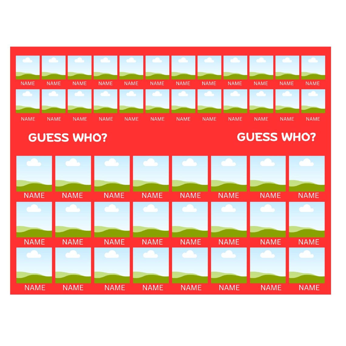 Guess Who Canva Template, Custom Face Guessing Game Canva Editable ...