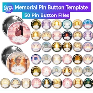 In Loving Memory Pin Button Canva Template, RIP PNG Templates, Funeral Botton Favors, Editable Pin Template, Editable Templates