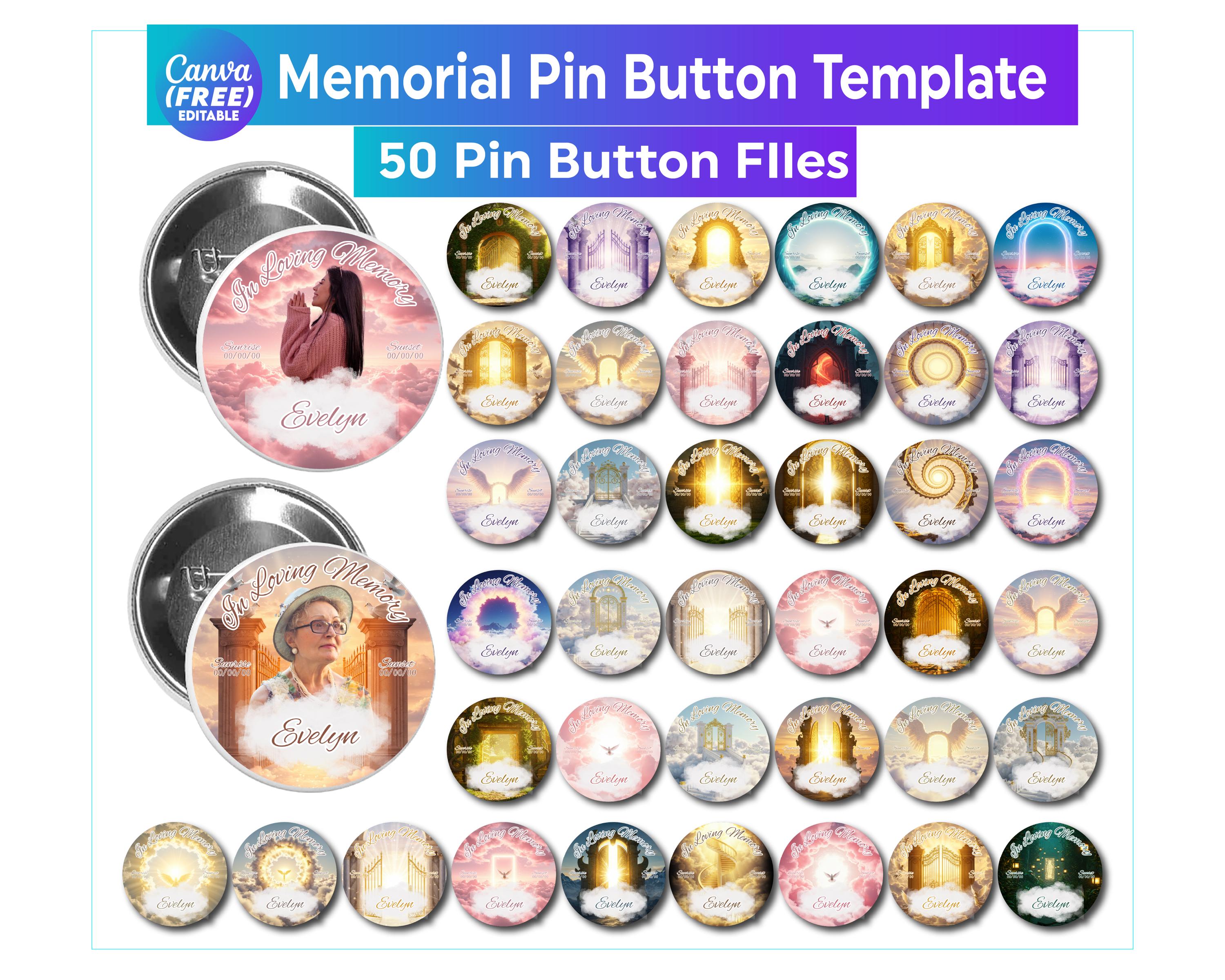 In Loving Memory Pin Button Canva Template, RIP PNG Templates, Funeral Botton Favors, Editable Pin Template, Editable Templates