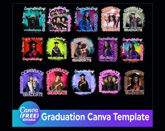 50 Graduation Bootleg Canva bearbeitbare Vorlagen, füllen Sie Ihren Textdesign, Klasse von 2025 graduierten, Grad Shirt Canva, Herzlichen Glückwunsch Canva Vorlage