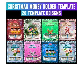 Plantilla para portamonedas navideño, portamonedas para regalo navideño, diseños de tarjetas navideñas, portamonedas navideño