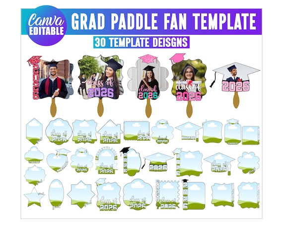 30 Graduation Fan 2026 Template, Custom Grad Fan, Grad Paddle Fan Template, Custom Grad Fan, Graduation Fan 2026, Graduation Cake