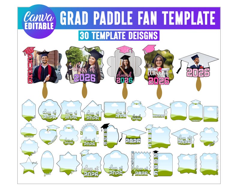 Modelo de leque de formatura 2026 com 30 unidades, leque personalizado para formatura, modelo de leque de formatura em formato de pá, leque personalizado para formatura, leque de formatura 2026, bolo de formatura imagem 1