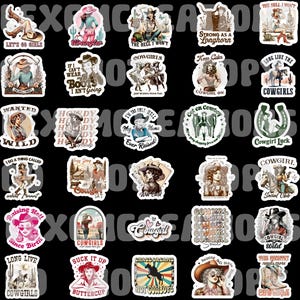 30 Drôle/rétro/snarky/cowgirl/autocollant/autocollant/autocollant cheval/autocollant Raising Hell/Cadeau femme/ensemble/Bundle/The Hell I will't