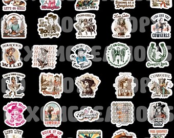 30  Funny / Retro / Snarky / Cowgirl / Sticker / Decal / Horse sticker / Raising Hell Sticker / Gift Women / Set / Bundle / The Hell I won't