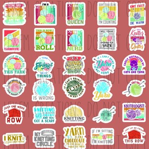 30 Sticker Set / Stricken / Garn / Strick / Häkeln / Wolle / Hand gestrickt / Geschenke für Frauen Oma Männer Opa / Individuelle Aufkleber /