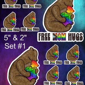 Stickers / moeder knuffels / gratis knuffels / LGBTQ / trots / liefde / cadeau voor mannen vrouwen tieners / stickers voor telefoonhoesje laptop waterfles