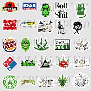 50 Weed / Cannabis / Erwachsene / Aufkleber / Stoner / Rauch / Reefer / Totenkopf / Bud / Bong / Geschenke für Männer Frauen / Kush / Mary Jane / Marihuana