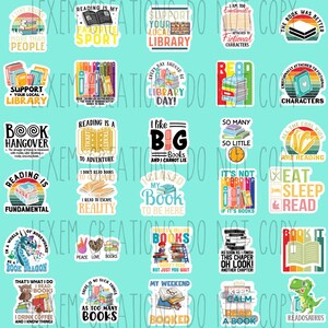 30 Book Lover Sticker Set / Boekenwurm / Boekverslaafde / Cadeau voor lezers Mannen Vrouwen Kinderen Kinderen Jongens Meisjes / Bibliothecaris / Boekhouder / Romanschrijver
