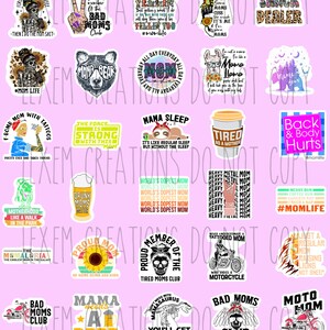 30 mamães / pacote de adesivos de vinil / filhote de mamãe má / mamãe cansada / revendedora de lanches / mamãe / adesivos personalizados / melhor mamãe / mamãe urso / presentes para mulheres mamãe