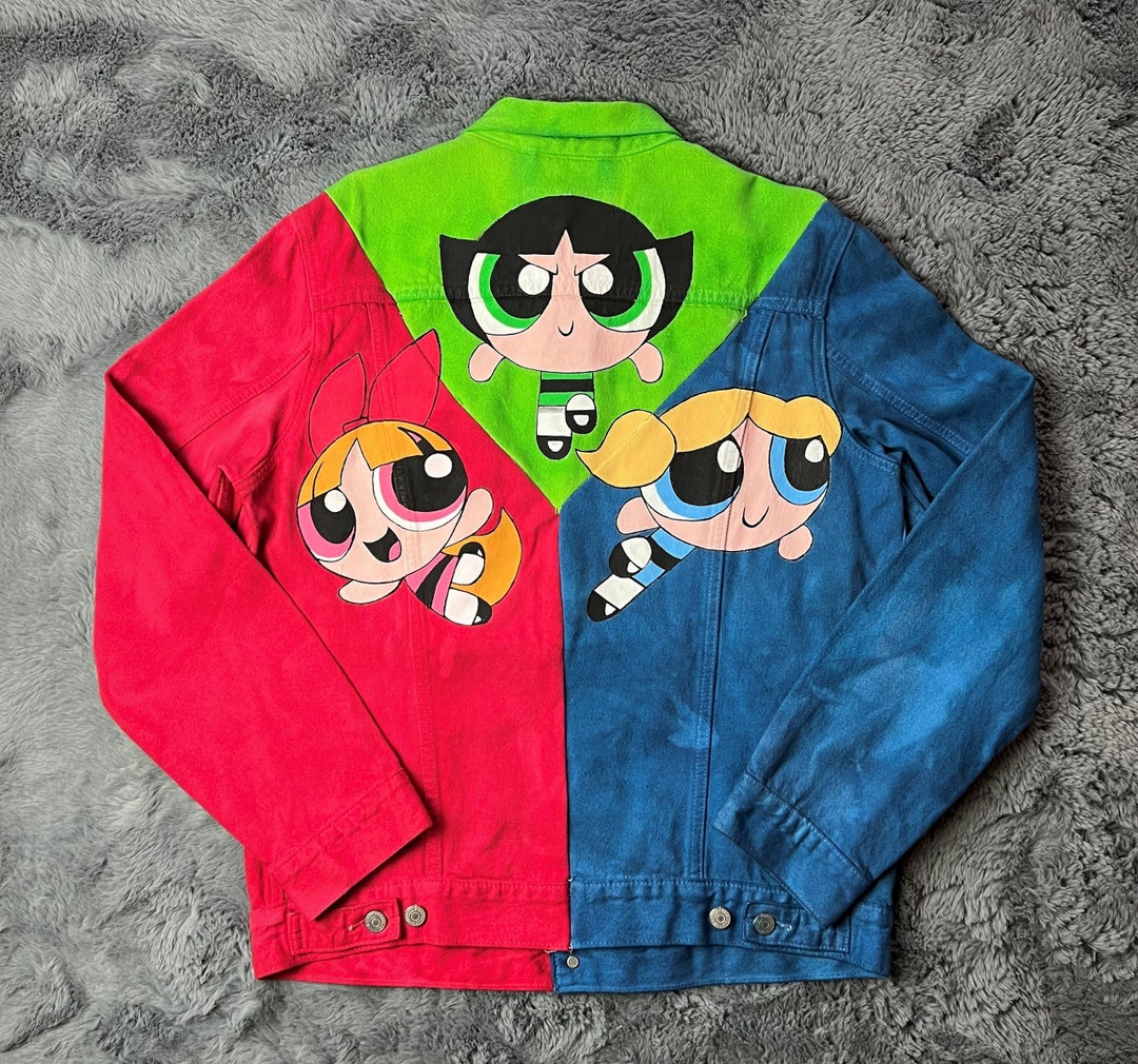 The Powerpuff Girls Denim Jacket Levis Custom L Etsy