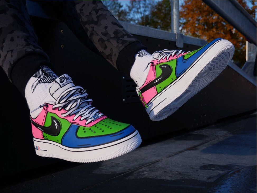 Green and Orange AF1 Custom – Art2Soles