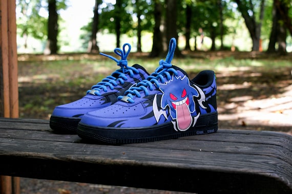 Gengar aangepaste zwarte Nike Air Force 1 schoenen sneakers