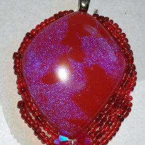 Hot Pink & Red Dichroic Glass Pendant