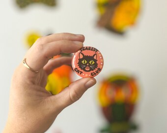Scaredy Cat Club Pin // Anxiety Button Pin // Halloween