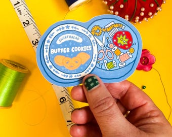 Sewing Tin Sticker // Sewing Cookie Tin // Sewing Notions Sticker